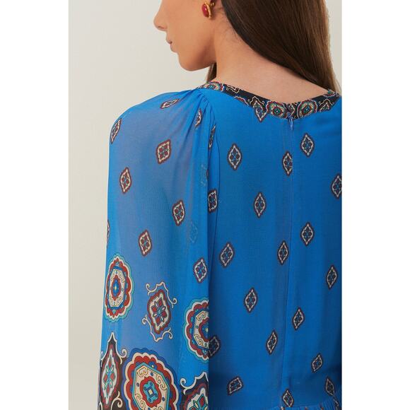 New NWT Farm Rio Ainka Tiles Plunging Neck Dress Maxi Dress Size S - Picture 2 of 10